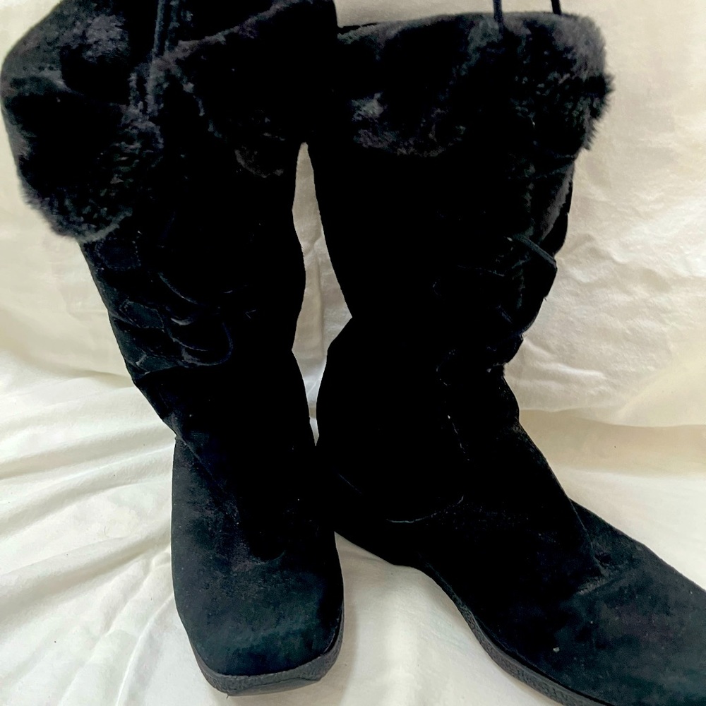 KHOMBU womens black leather boots